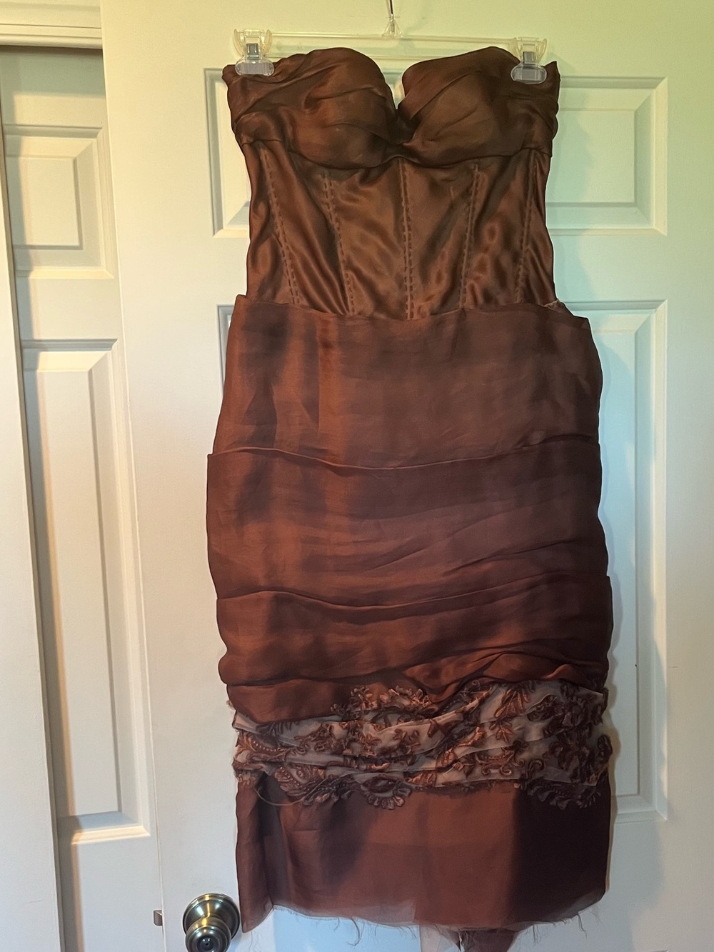 Silk Ermanno Scervino Strapless Brown Satin Cocktail Dress